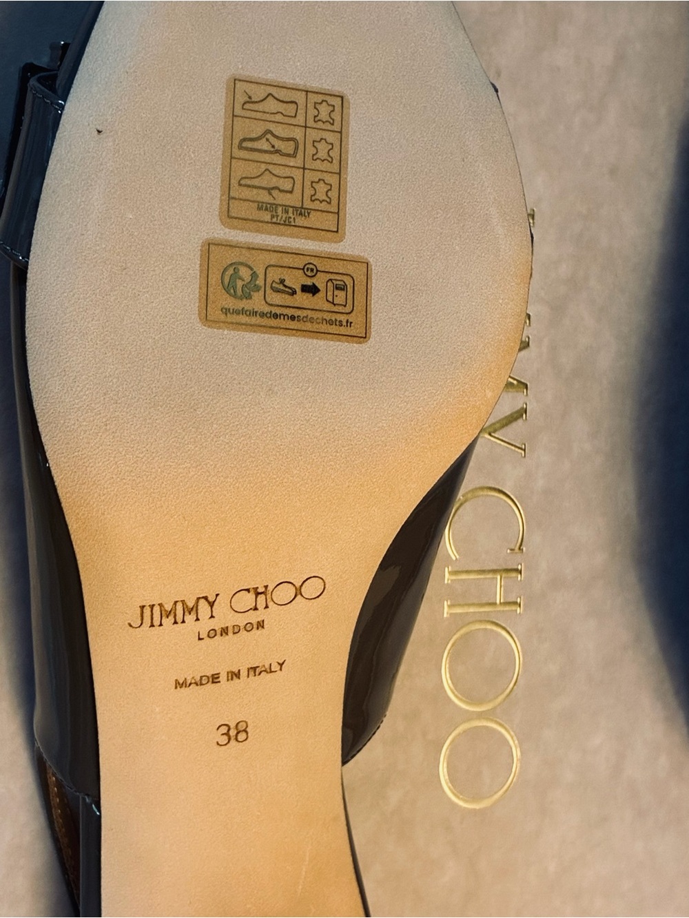 ✨ Jimmy Choo Cheri SB65 Patent Slingback Pointed Toe Pumps w Crystal Buckle NWT - Picture 11 of 17